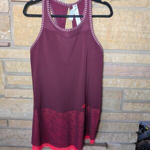 Women's Burgundy and Pink Athletic Tank Top